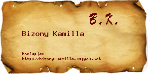 Bizony Kamilla névjegykártya